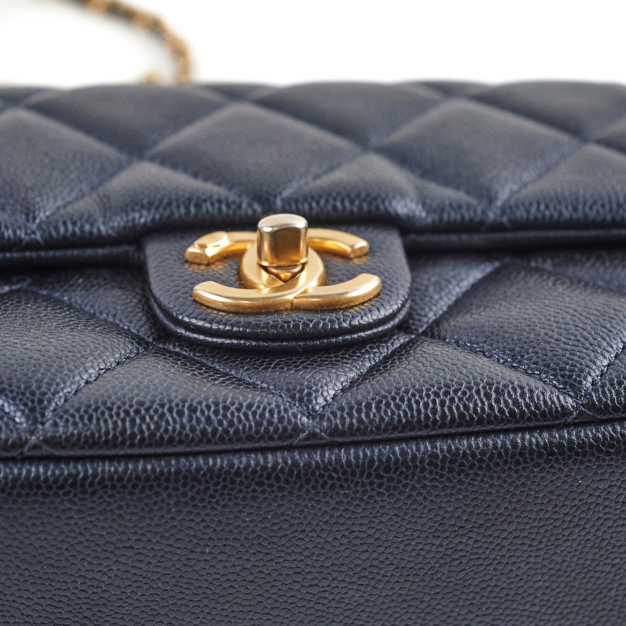 Chanel Seasonal Square Flap Bag Iridescent Black Caviar Leather with Microchip - Perfect for Evening Parties & Luxury Fashion Events