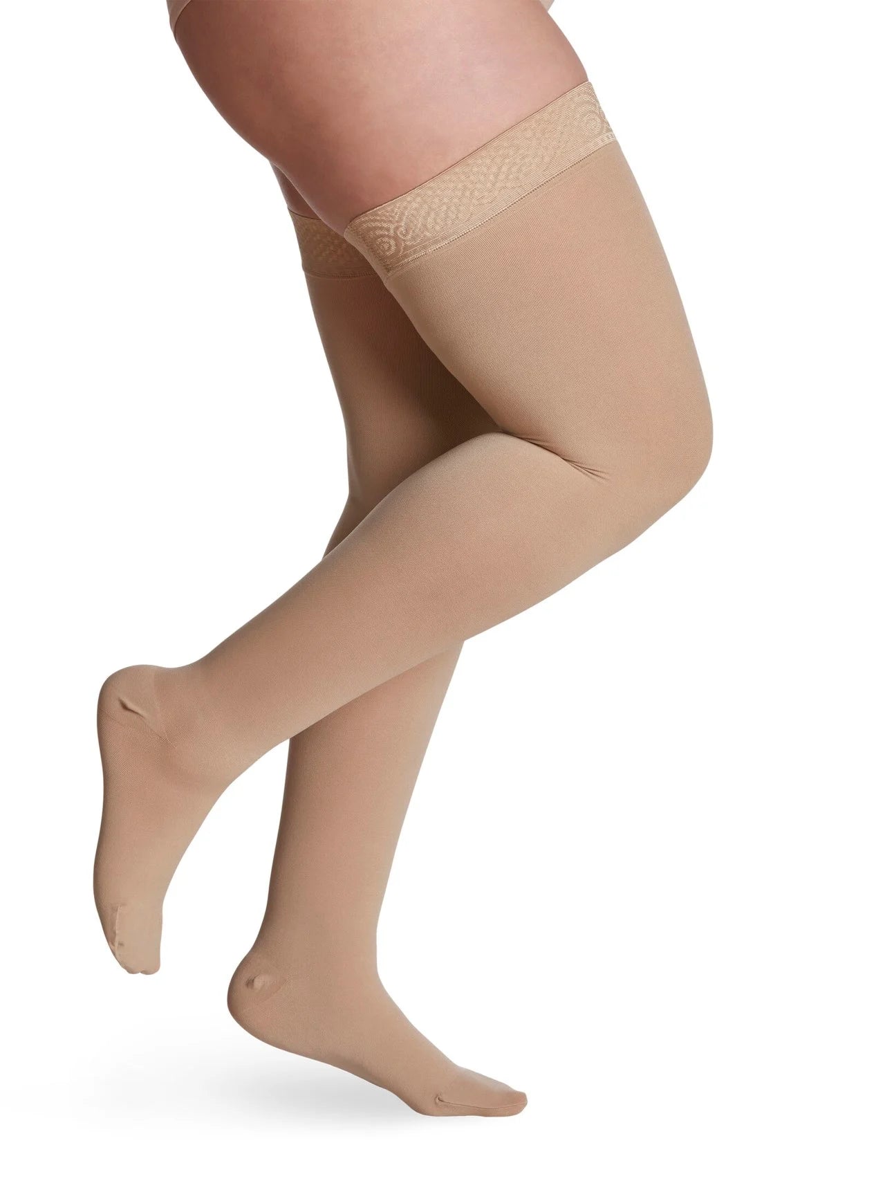 Sigvaris 30-40 mmHg Opaque Thigh High Compression Stockings with Grip Top for Women - Closed Toe Design for Varicose Veins, Edema & Post-Surgery Recovery