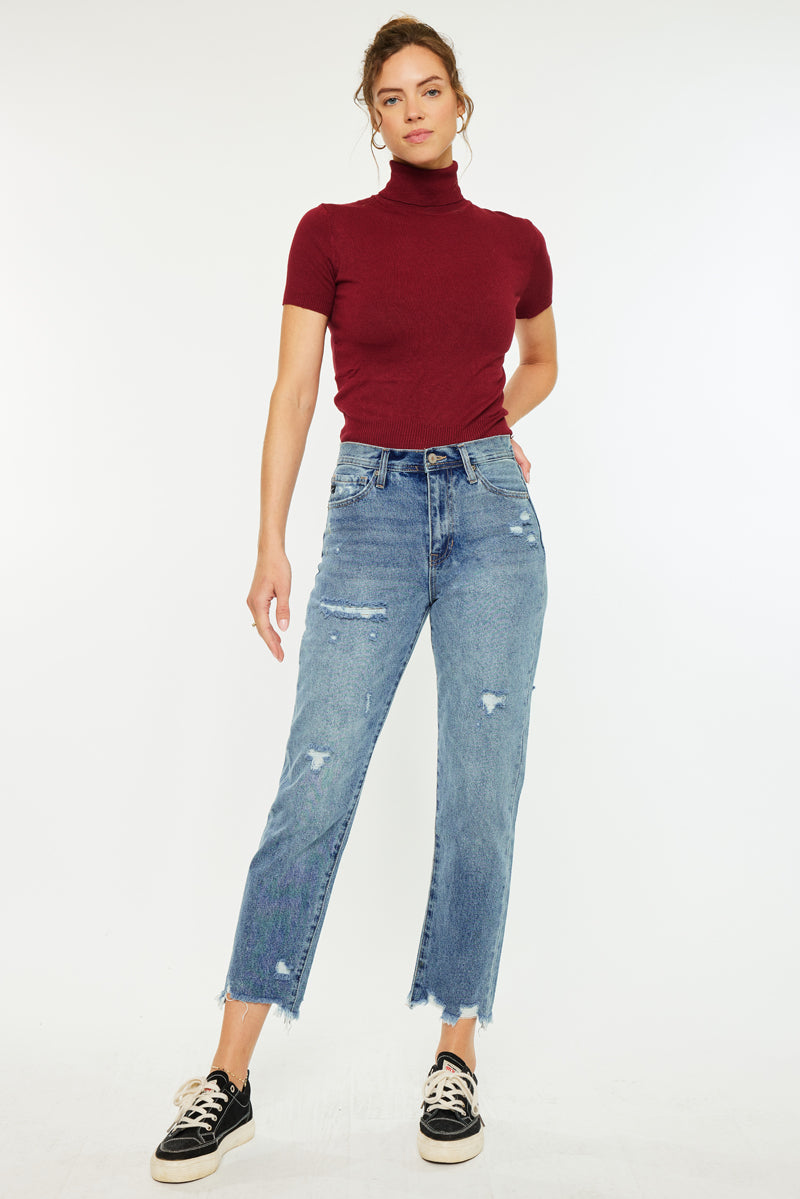 Michelle High Rise Slim Straight Leg Jeans for Women - Stretchy Denim Pants, Comfortable & Flattering Fit - Perfect for Work, Casual Outfits & Everyday Wear