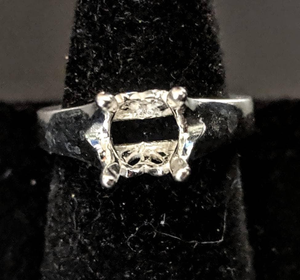 Solid Sterling Silver or 14kt Gold 3.5mm 9mm Round 4-Prong Tulip Pre-Notched Blank Ring Setting - Size 7 (163 270/143 270) - Perfect for Jewelry Making, Engagement Rings & DIY Craft Projects