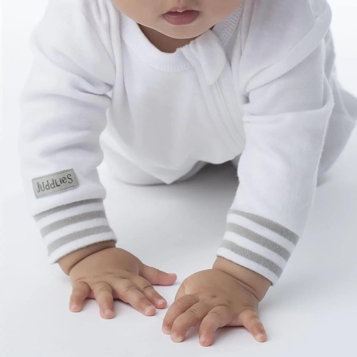 Organic Baby Sleeper - Soft & Breathable White & Grey Cotton Pajamas for Newborns & Infants | Perfect for Nighttime Comfort & Daytime Naps