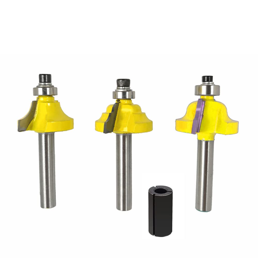 3-Piece Tungsten Carbide Edge Forming Router Bit Set with 1/4