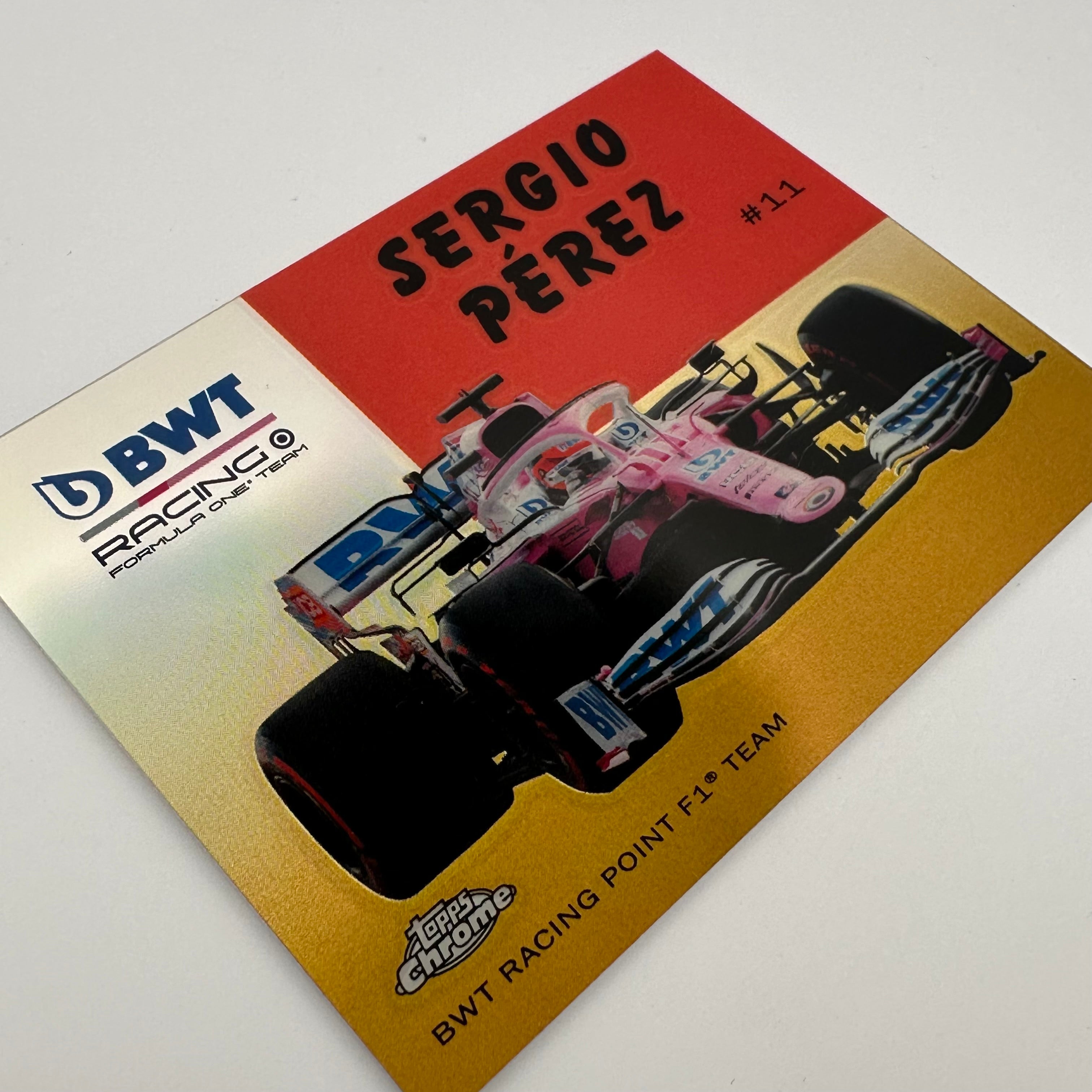 2020 Topps Chrome F1 Sergio Perez #54W 10 Gold Card - Collectible Racing Memorabilia for F1 Fans and Sports Card Enthusiasts | Perfect for Display, Trading, and Gifts