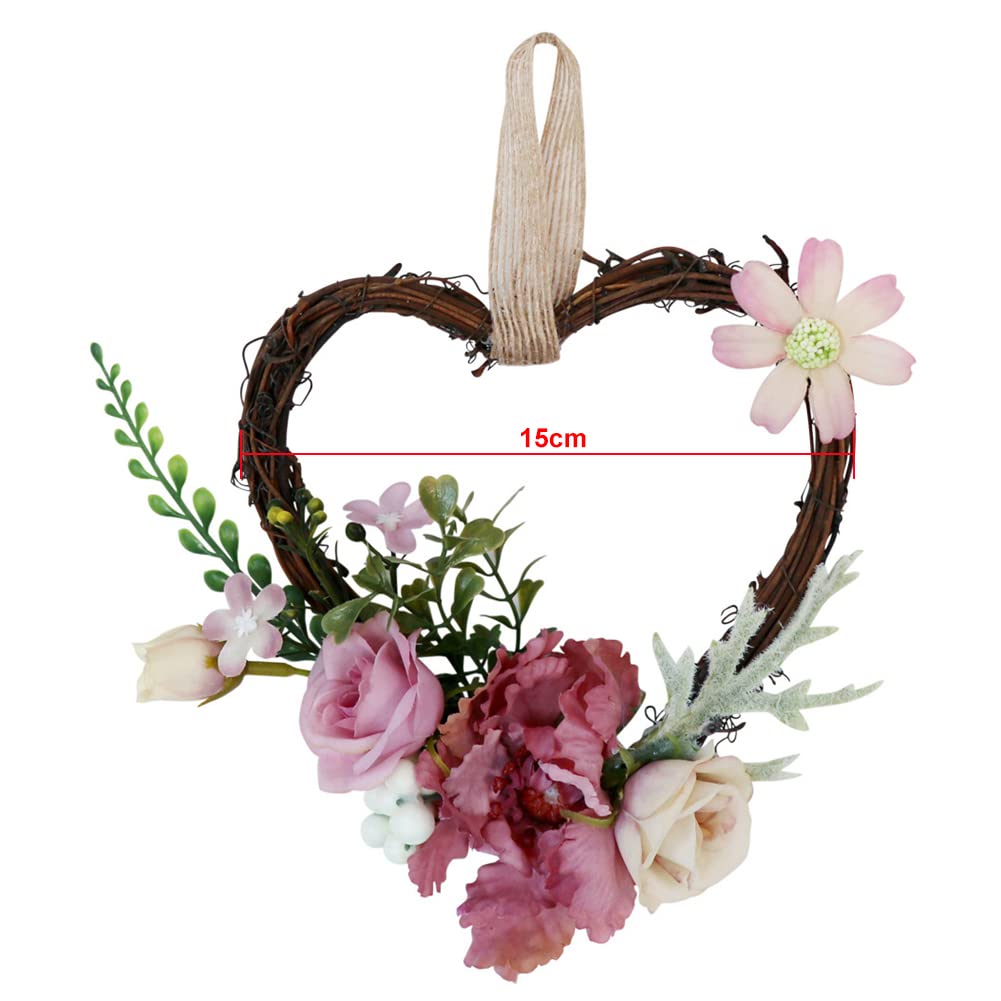 Zcargel Artificial Flowers Hanging Garland - Heart Shaped Vine Wreath with Faux Roses for Easter, Party & Garden Decor | Perfect for Wedding, Home, Wall, Door & Seasonal Decoration