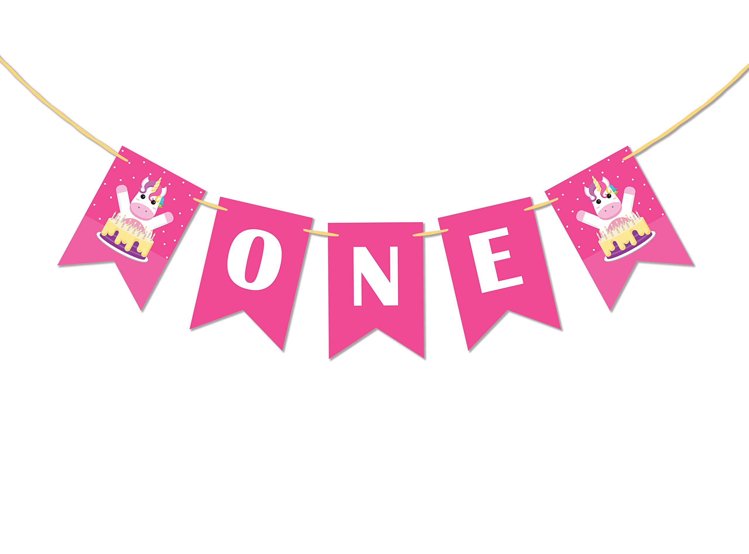 Pre-Strung 'I Am 1' Birthday Party Decorations - Unicorn Themed Banner Flags for Boys - Perfect for First Birthday Celebrations & Baby Showers