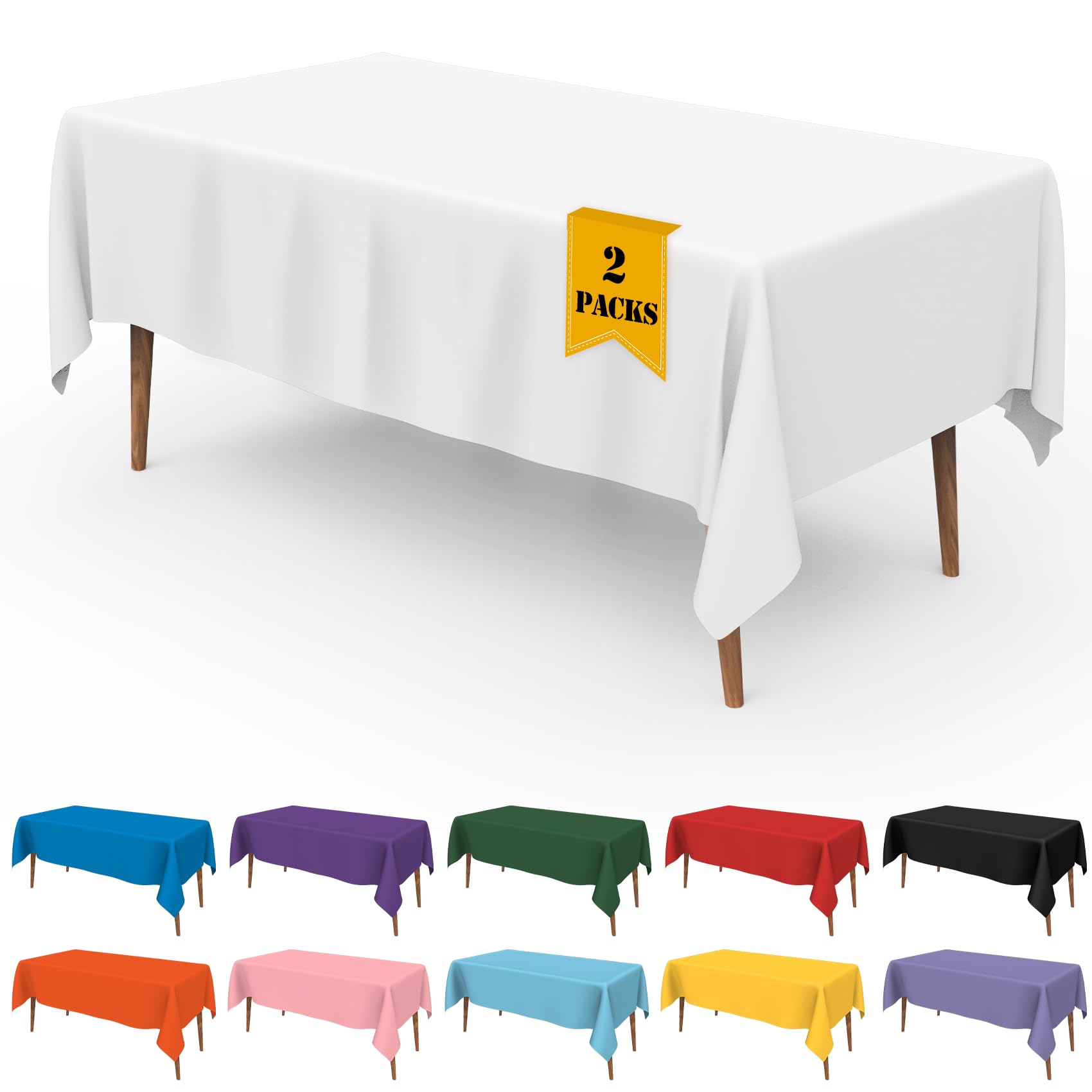 Premium Disposable Plastic Tablecloth 2-Pack - 54