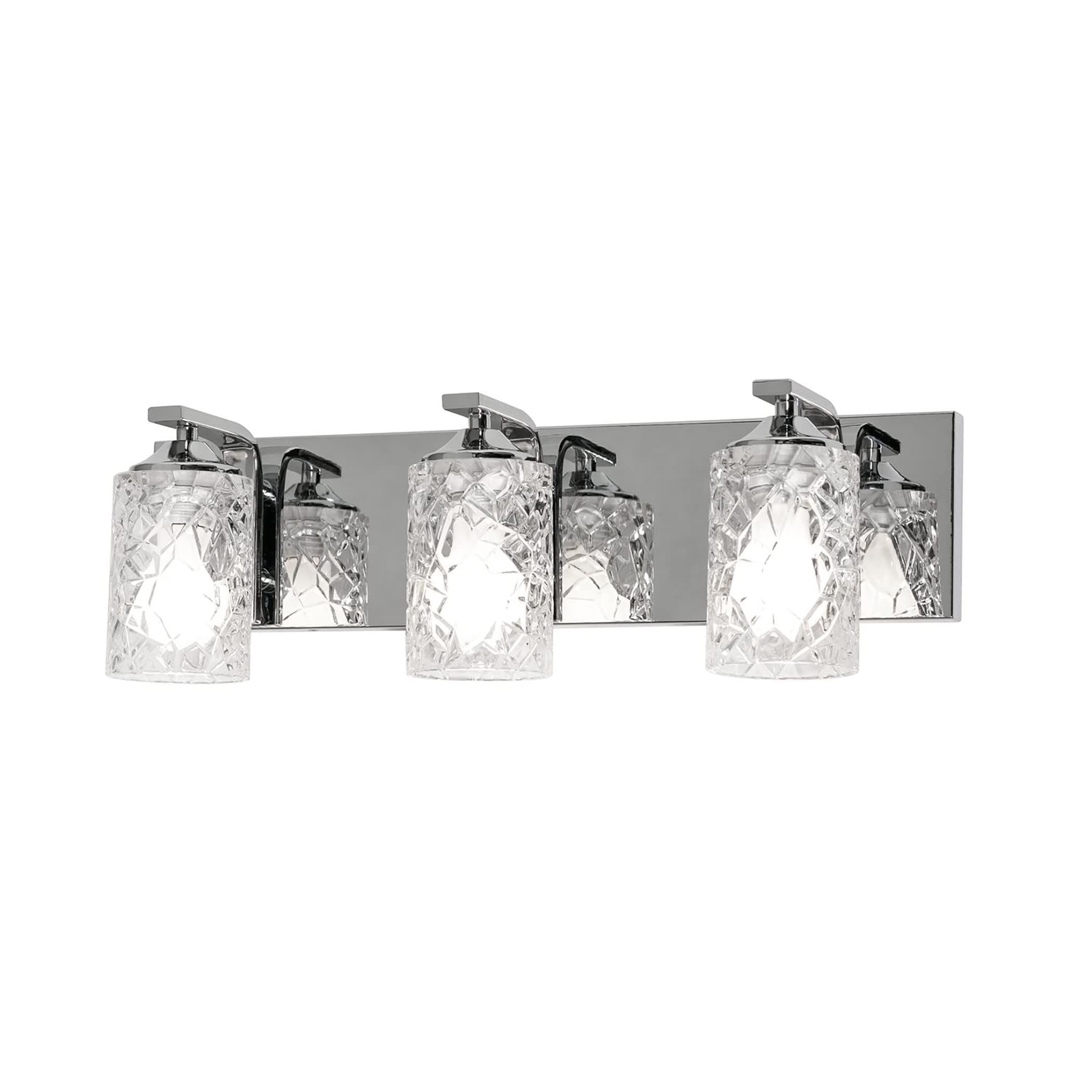 Annabel 3-Light Vanity Light Fixture - Polished Chrome Finish with Clear Glass Shades - Perfect for Bathroom Makeup Vanity, Dressing Room & Bedroom Lighting