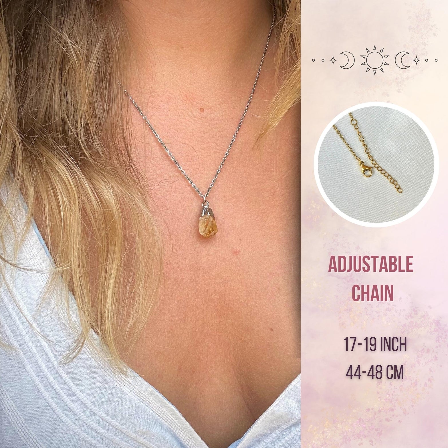 Natural Raw Crystal Necklace Set - Gold & Silver Plated Healing Gemstone Jewelry for Women | Boho Chic Style, Spiritual Energy, Meditation & Everyday Wear