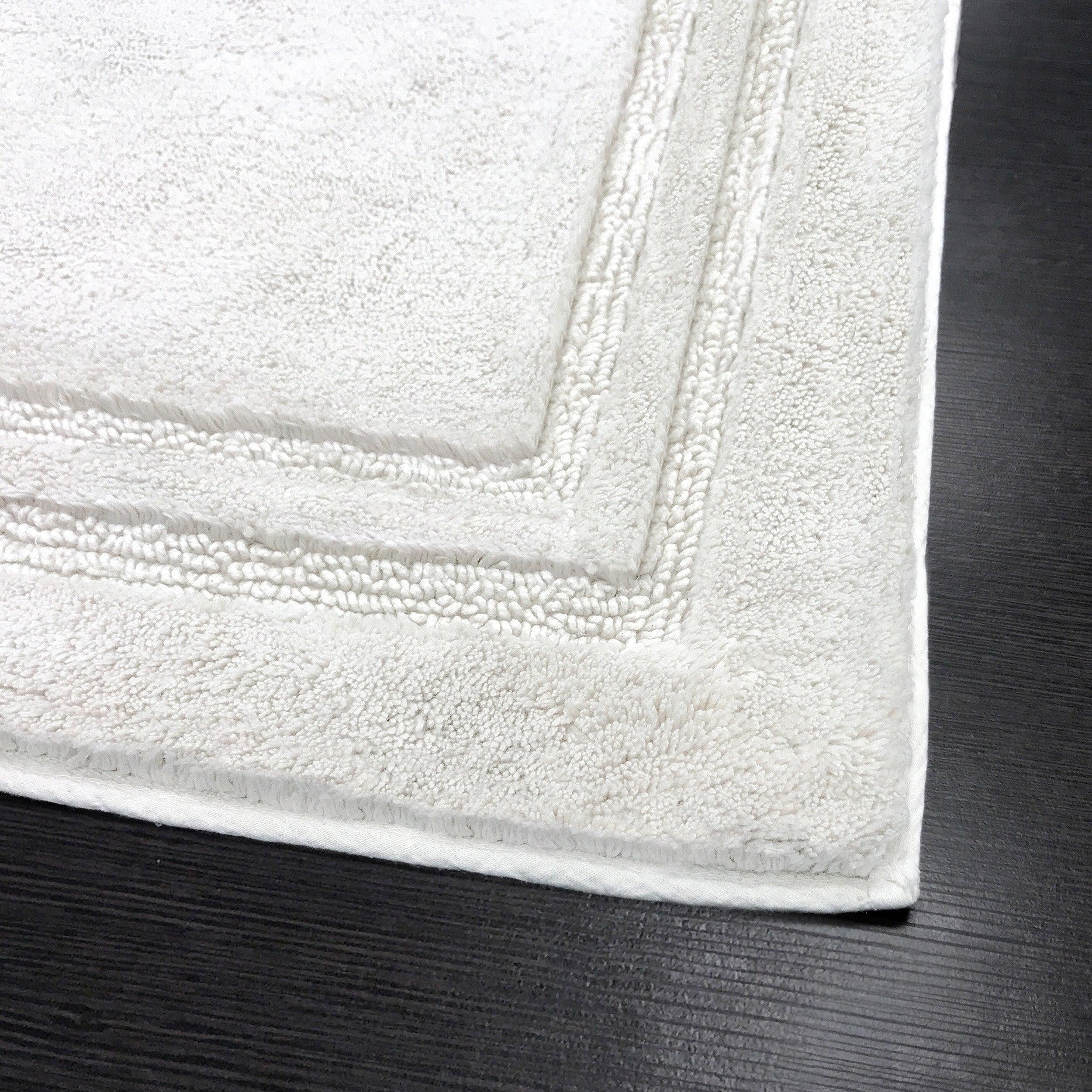 Non-Slip Cotton Bathroom Rug Set - 2 Piece Washable Absorbent Floor Mat for Bath, Shower & Vanity Area - Soft & Durable Home Decor