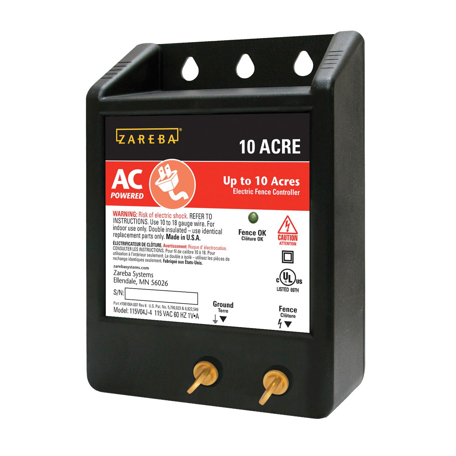 Zareba 10 ACRE AC Powered Solid State Electric Fence Charger for Livestock & Pets - Secure Your Farm, Ranch, or Backyard with Reliable Animal Containment