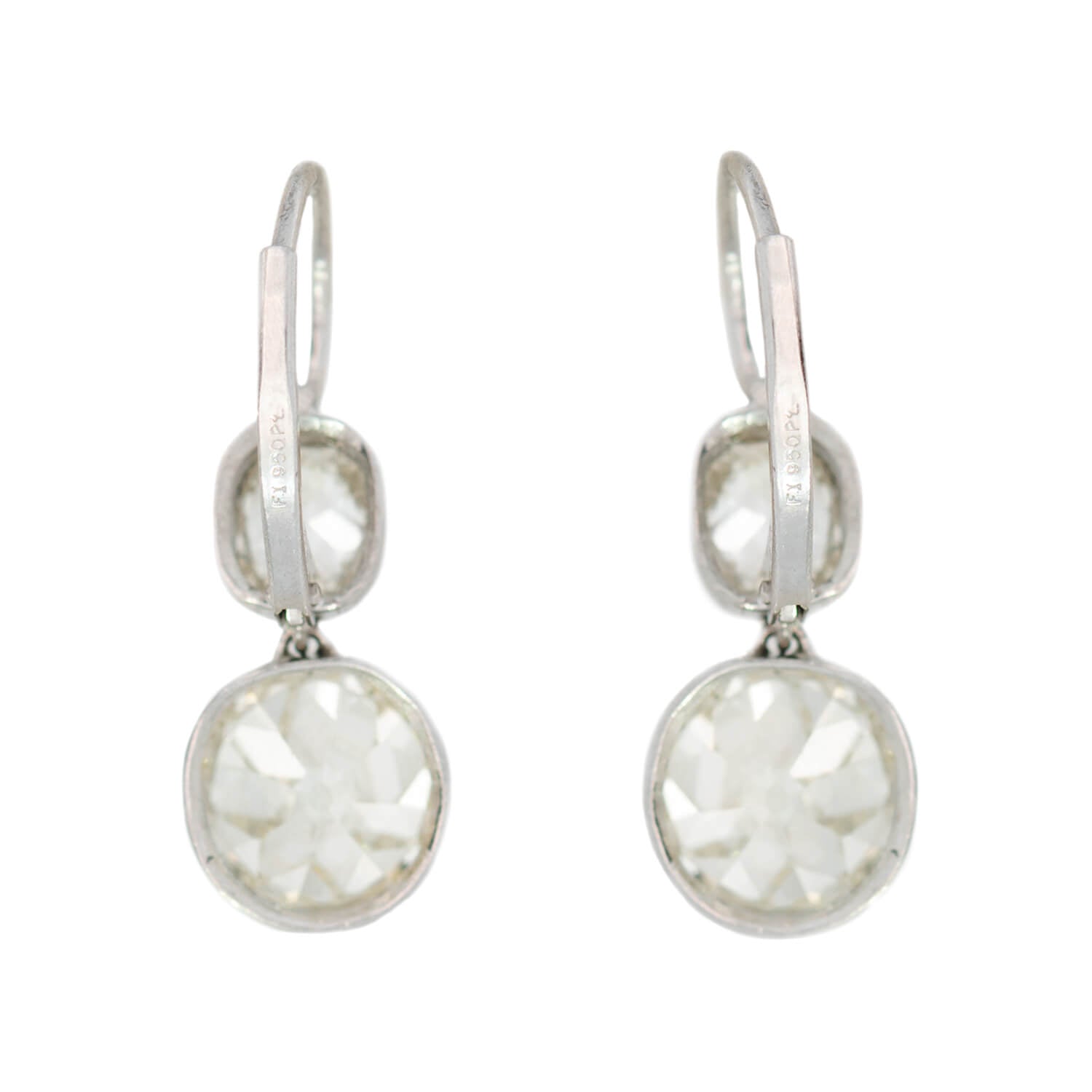 Edwardian Platinum Old European Cut Diamond Earrings 5ctw - Vintage Luxury Jewelry for Weddings & Special Occasions