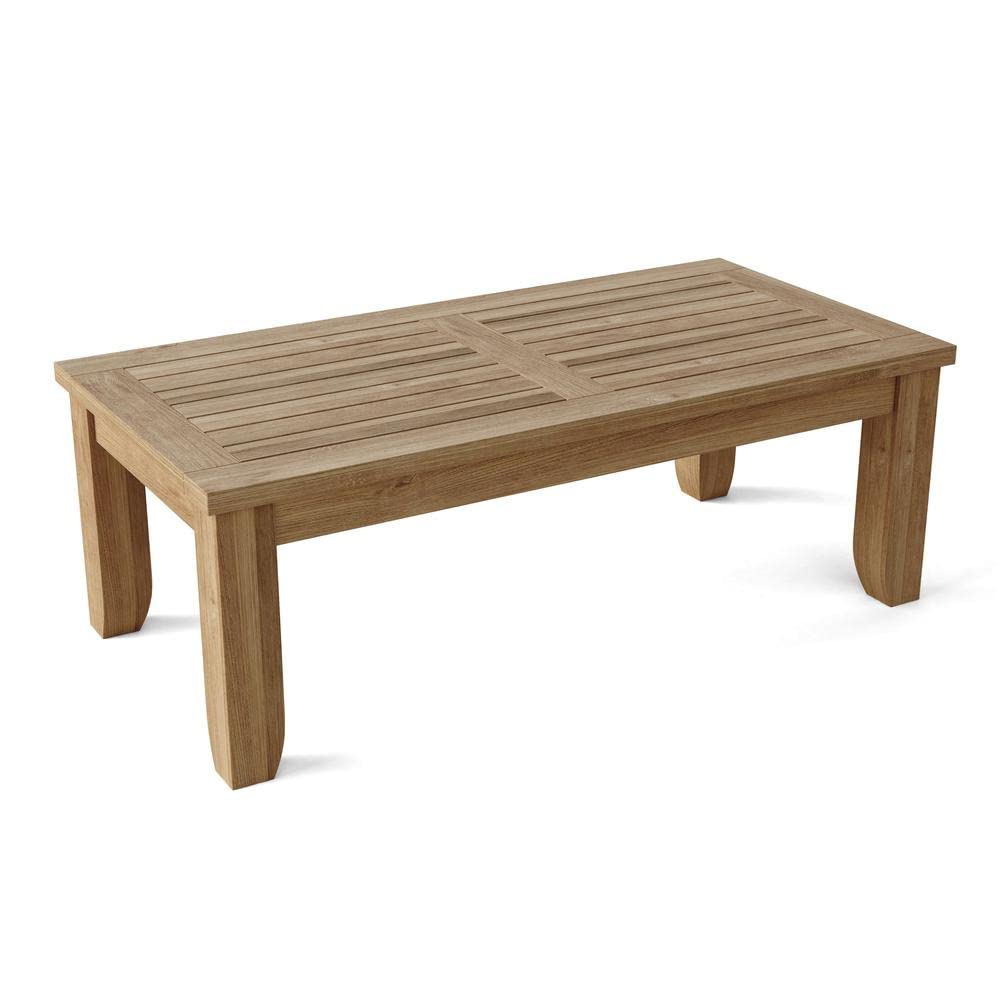 Anderson Teak DS-506 Luxe Rectangular Coffee Table - Solid Teak Wood Modern Living Room Furniture for Home Decor & Coffee Table Books Display
