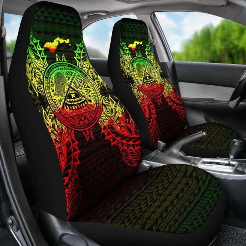 American Samoa Polynesia Car Seat Cover with Map Reggae Design 105905 - Durable & Stylish for Cars, Trucks, SUVs - Perfect for Travel & Island-Themed Decor