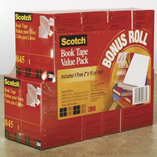 Scotch Book Repair Tape 8-Roll Multi-Pack, 15-Yard Rolls, 3-Inch Core - 2 Packs (Total 18 Rolls) - Acid-Free Adhesive for Repairing Books, Documents & Paperbacks - Perfect for Libraries, Schools & Home Office Use