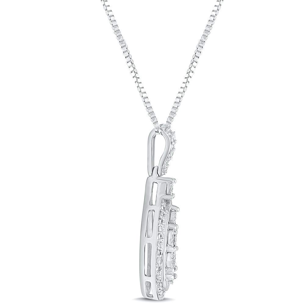1/10 CTTW Diamond Pendant Necklace in Sterling Silver with 18