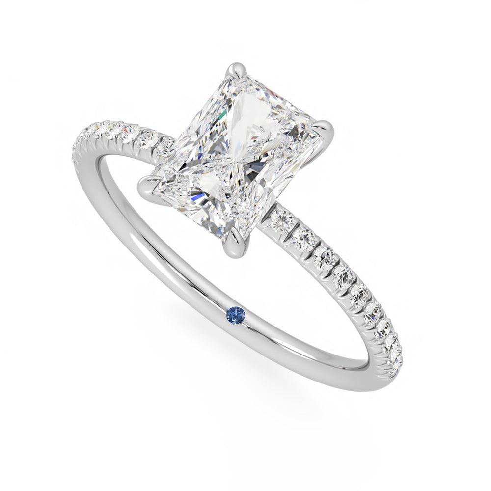Exquisite 4 Prong Radiant Cut Moissanite Engagement Ring with Hidden Anniversary Stone - Perfect for Proposals, Anniversaries & Special Occasions
