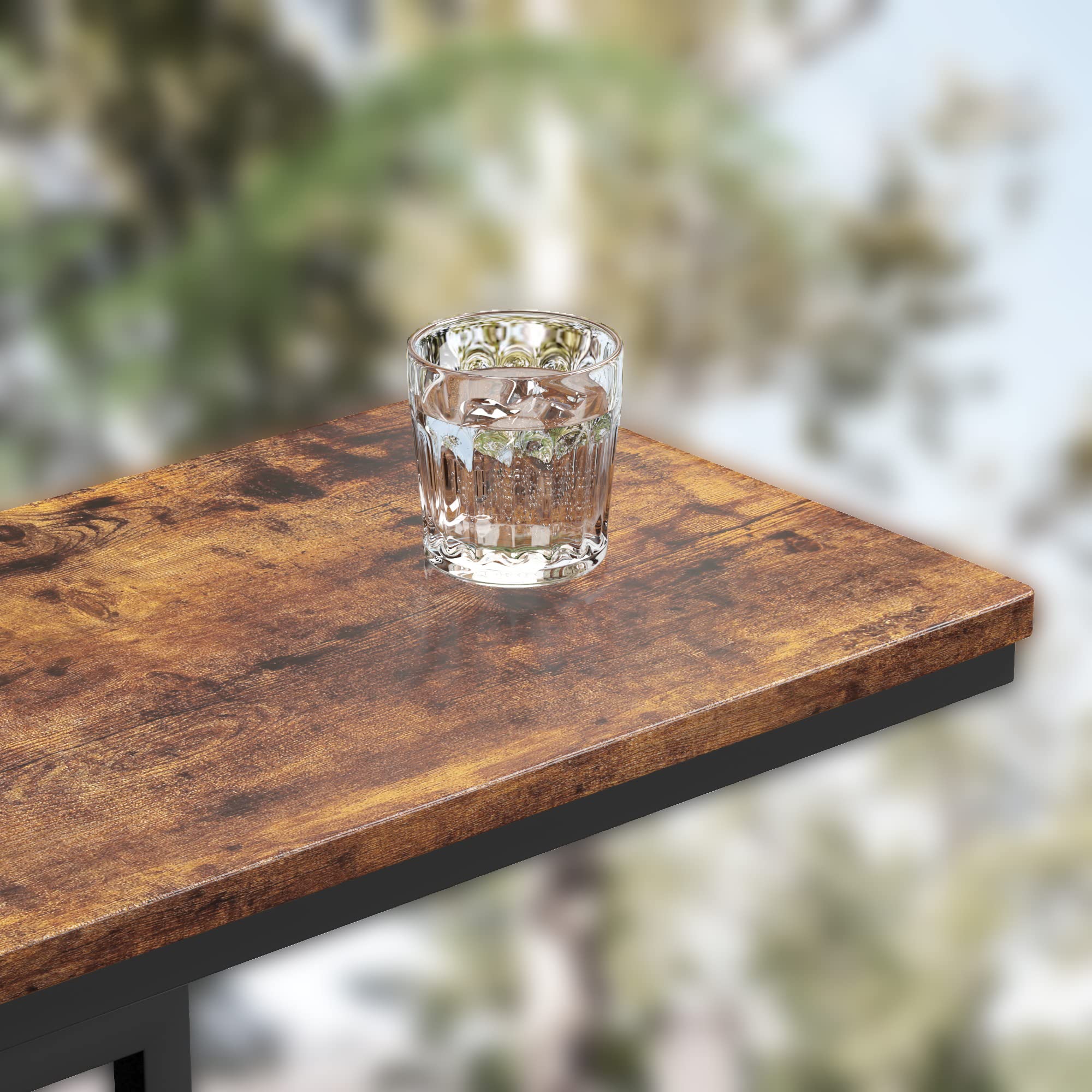 Industrial C-Shaped Side Table - Slim Narrow Sofa End Table, Rustic Brown Coffee Laptop Snack Table for Living Room & Small Spaces | Perfect as Nightstand, Couch Table or Bedside Table