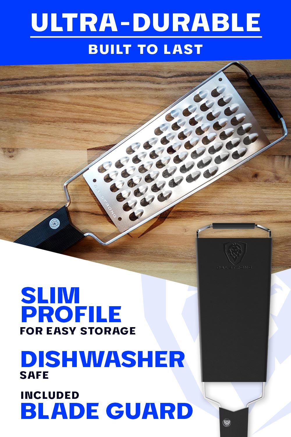Premium Stainless Steel Wide Cheese Grater - Extra Coarse Shredder for Hard Cheeses | Dalstrong Professional Kitchen Tool | Perfect for Pizza, Pasta & Salad Toppings