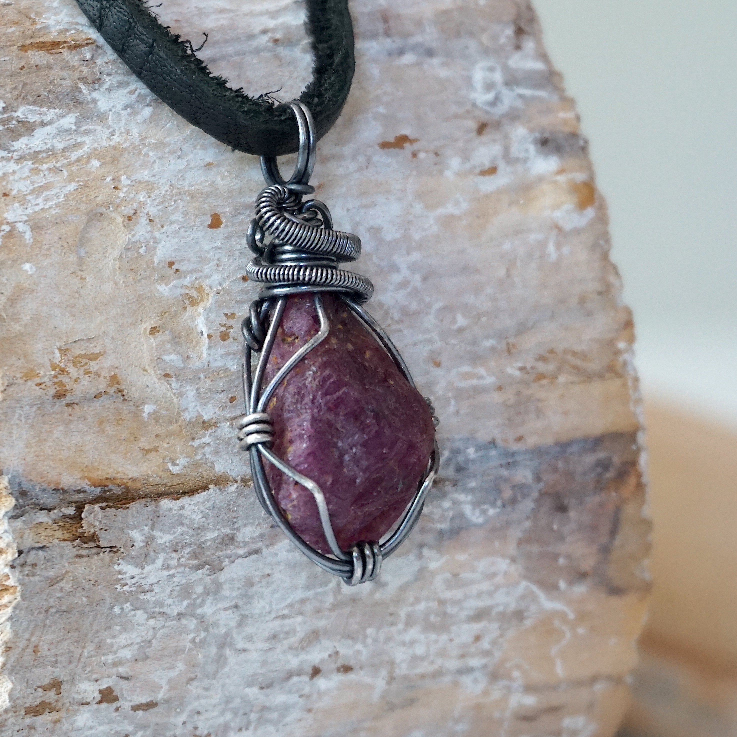 Natural Raw Ruby Pendant Necklace for Men - Handmade Gemstone Jewelry Gift for Him - Perfect for Casual Wear, Date Nights & Special Occasions