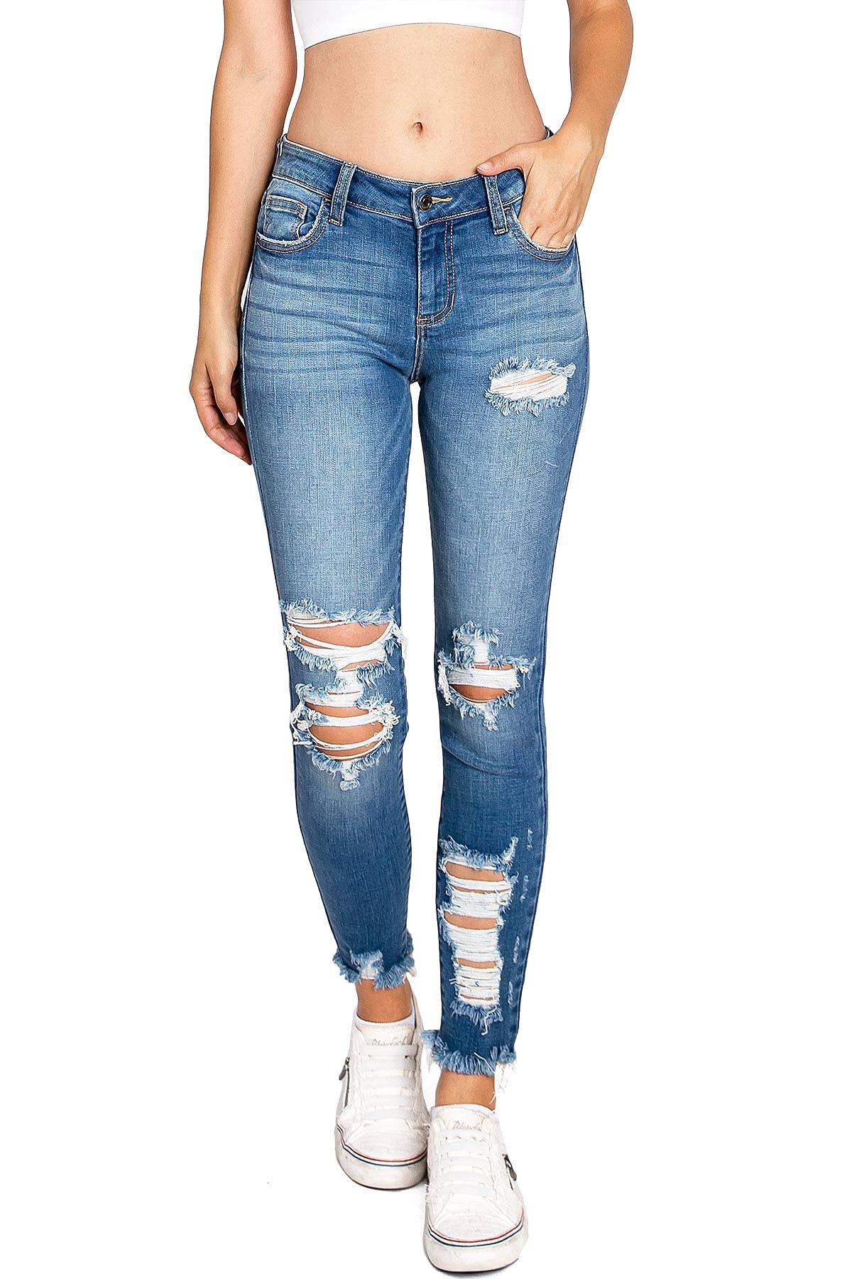 Best Cello Jeans for Women - High Rise Ripped Distressed Skinny Jeans | Trendy Stretch Denim Pants for Juniors | Perfect for Casual Outfits, Parties & Streetwear Fashion