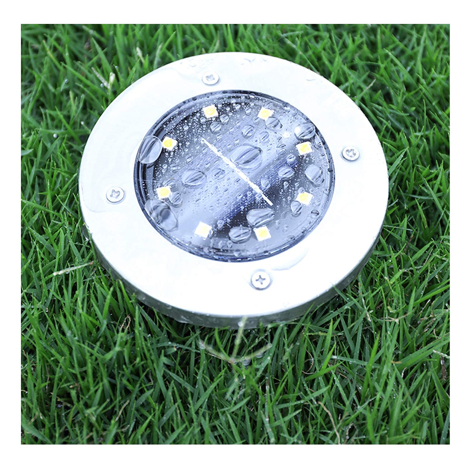 8-Pack Solar Ground Lights Outdoor Pathway Lights - Warm White Waterproof 8 LED Garden Lights Solar Powered In-Ground Landscape Lamps for Patio, Yard, Lawn, Deck, Walkway, Driveway | Perfect for Garden Decor, Pathway Illumination, and Outdoor Safety Lighting