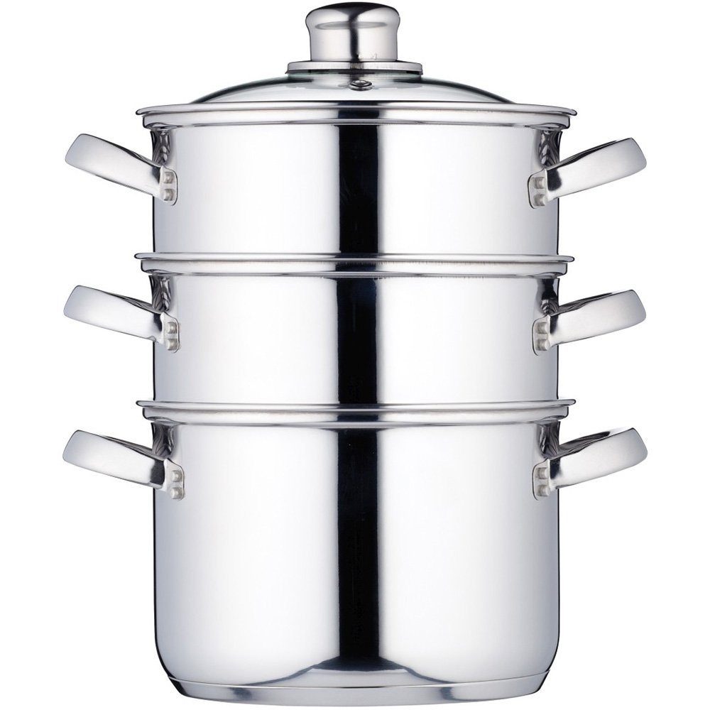 KitchenCraft 3-Tier Stainless Steel Food Steamer & Stock Pot (18cm) - Induction Safe, Includes Gift Box - Perfect for Healthy Cooking, Meal Prep & Family Dinners