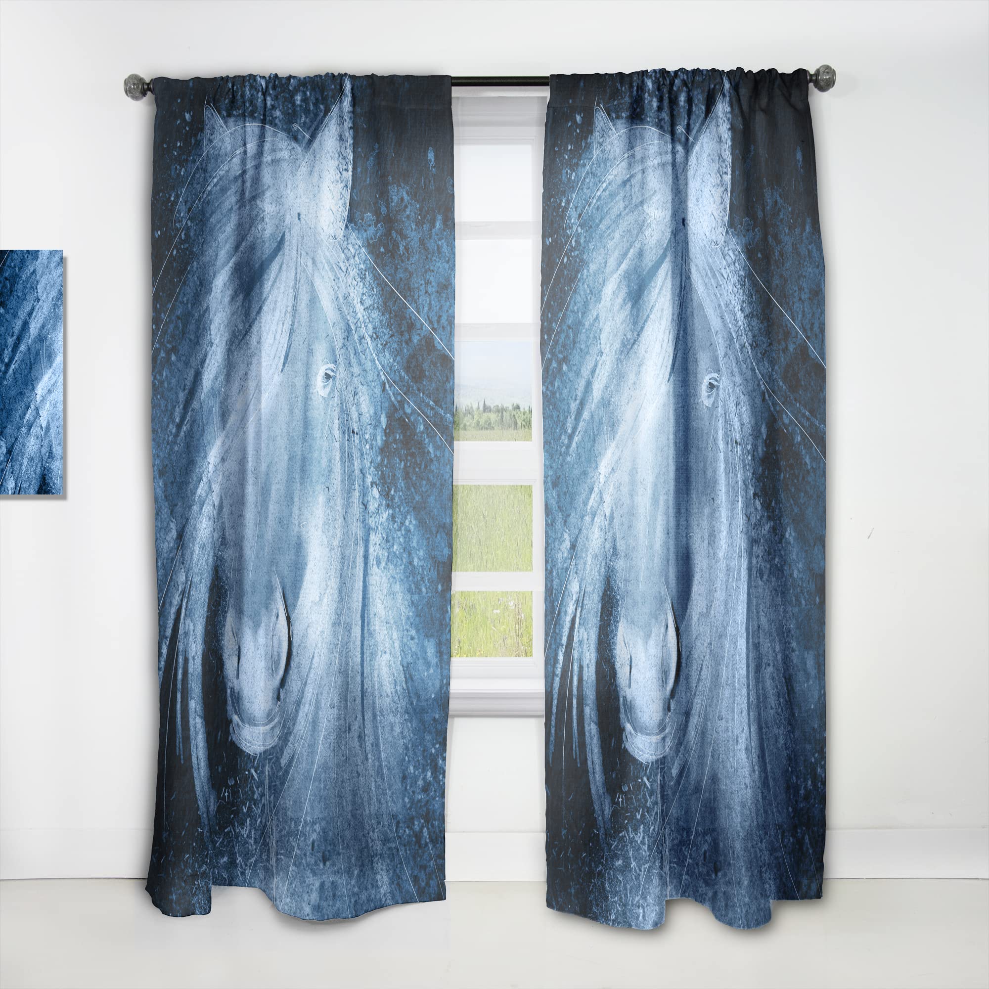 Farmhouse Horse XII Thermal Insulated Curtains - 52x120 Single Panel for Bedroom & Living Room - Blackout Drapes for Cozy Home Decor & Sun Protection