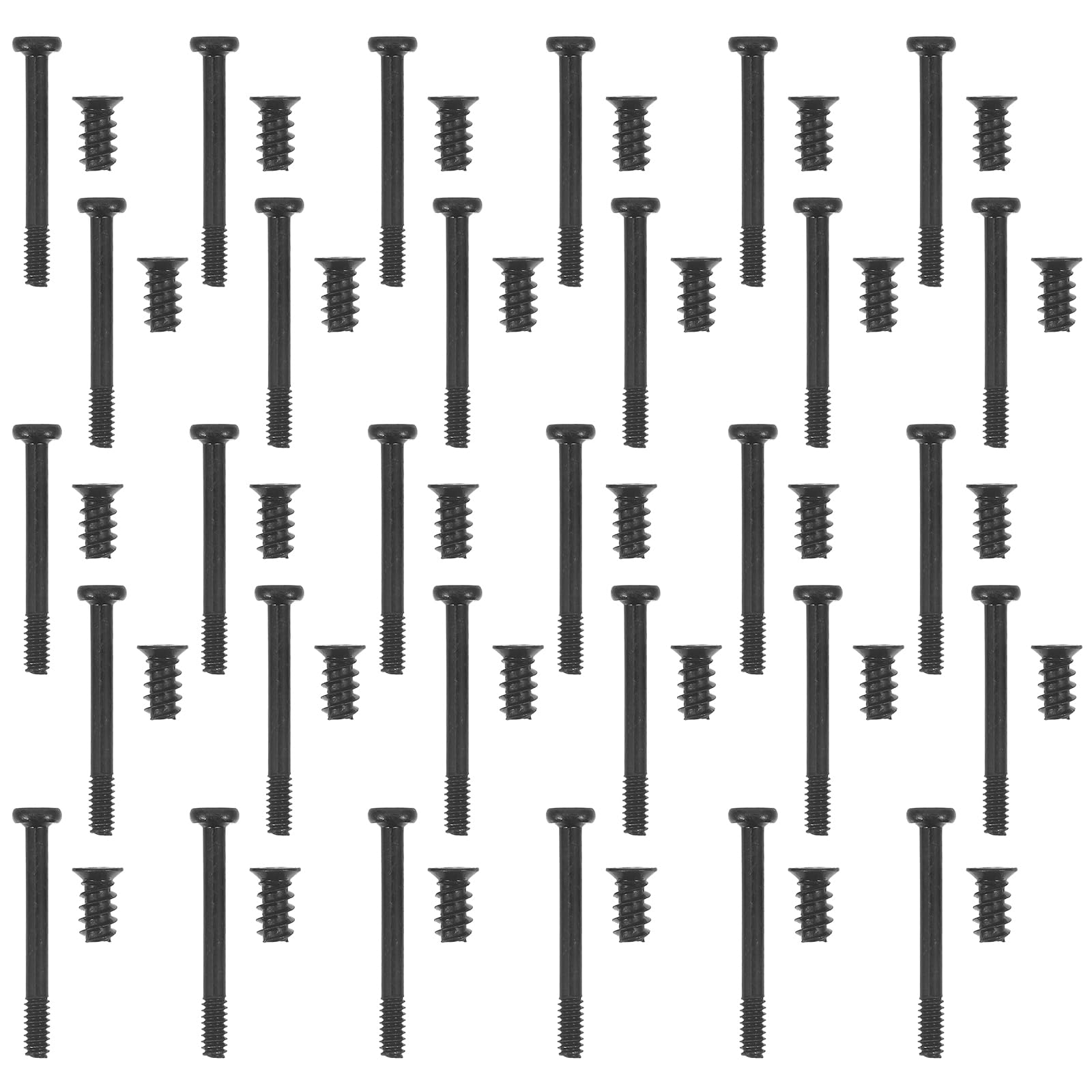 Black Computer Cooling Fan Mount Screws Set - 30pcs Long & 30pcs Short Flat Head Tapping Screws for PC Case Fan Installation - Perfect for Gaming PC, Workstation, and Server Cooling System Upgrades