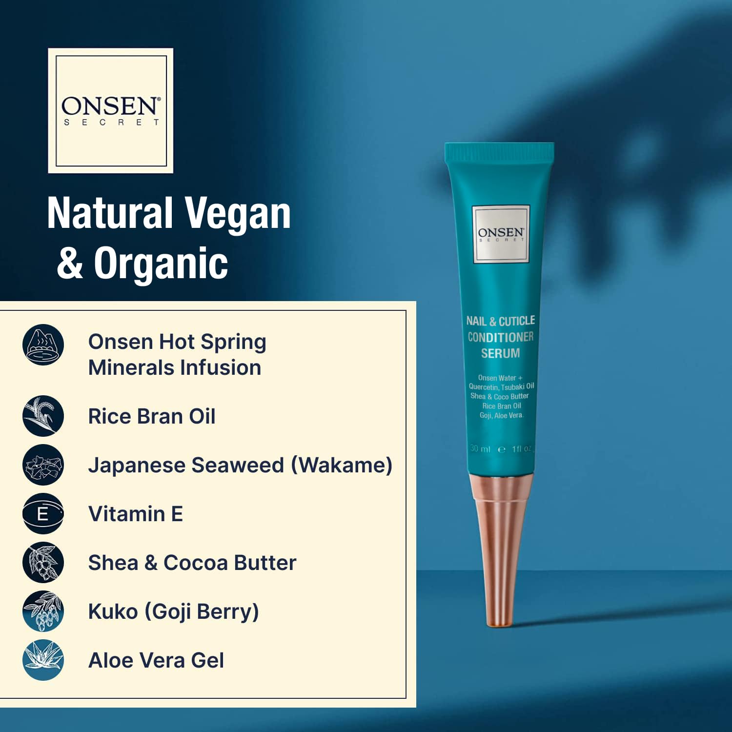 Onsen Secret Nail Reboot Duo Set - Natural Nail Treatment & Cuticle Repair Cream for Damaged Nails - 30ml Nail Strengthener Oil & Moisturizing Cuticle Conditioner - Visible Results for Healthy Nails - Perfect for Home Manicures & Nail Salon Care