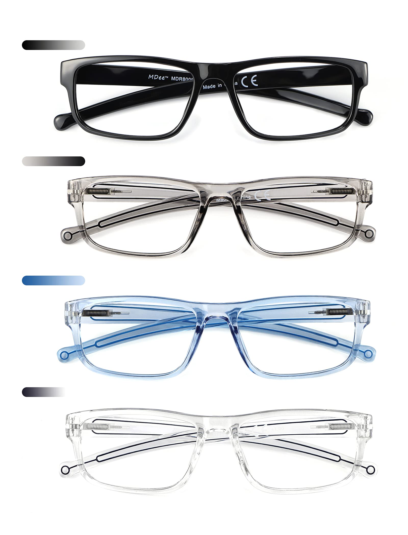 MDee Reading Glasses 3 Pack - Blue Light Blocking Readers for Women with Spring Hinges, Classic Round Frame | Perfect for Computer Use, Reading & Office Work