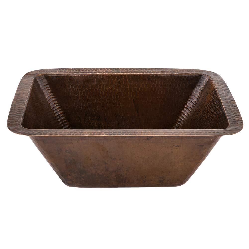 Premier Copper Products BRECDB3 17-Inch Rectangle Copper Kitchen Sink with 3.5-Inch Drain Size, Oil Rubbed Bronze Finish - Perfect for Farmhouse, Rustic & Modern Kitchen Designs