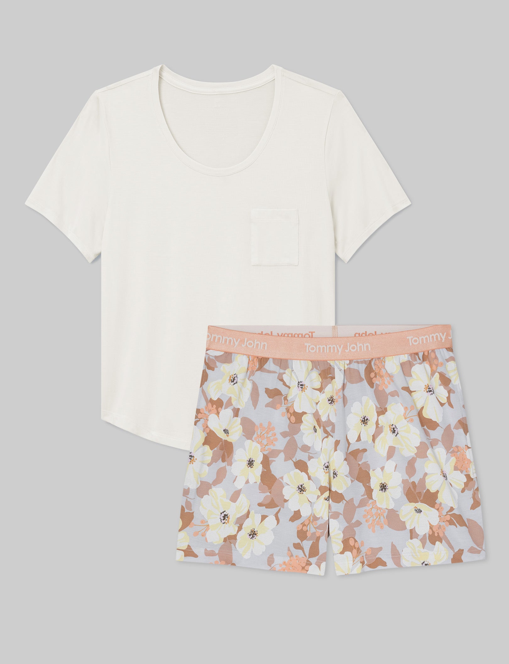 Women's Ultra Soft Sleepwear Set - Second Skin Pocket Tee & Shorts for Comfortable Nightwear | Perfect for Lounge, Travel & Home Relaxation