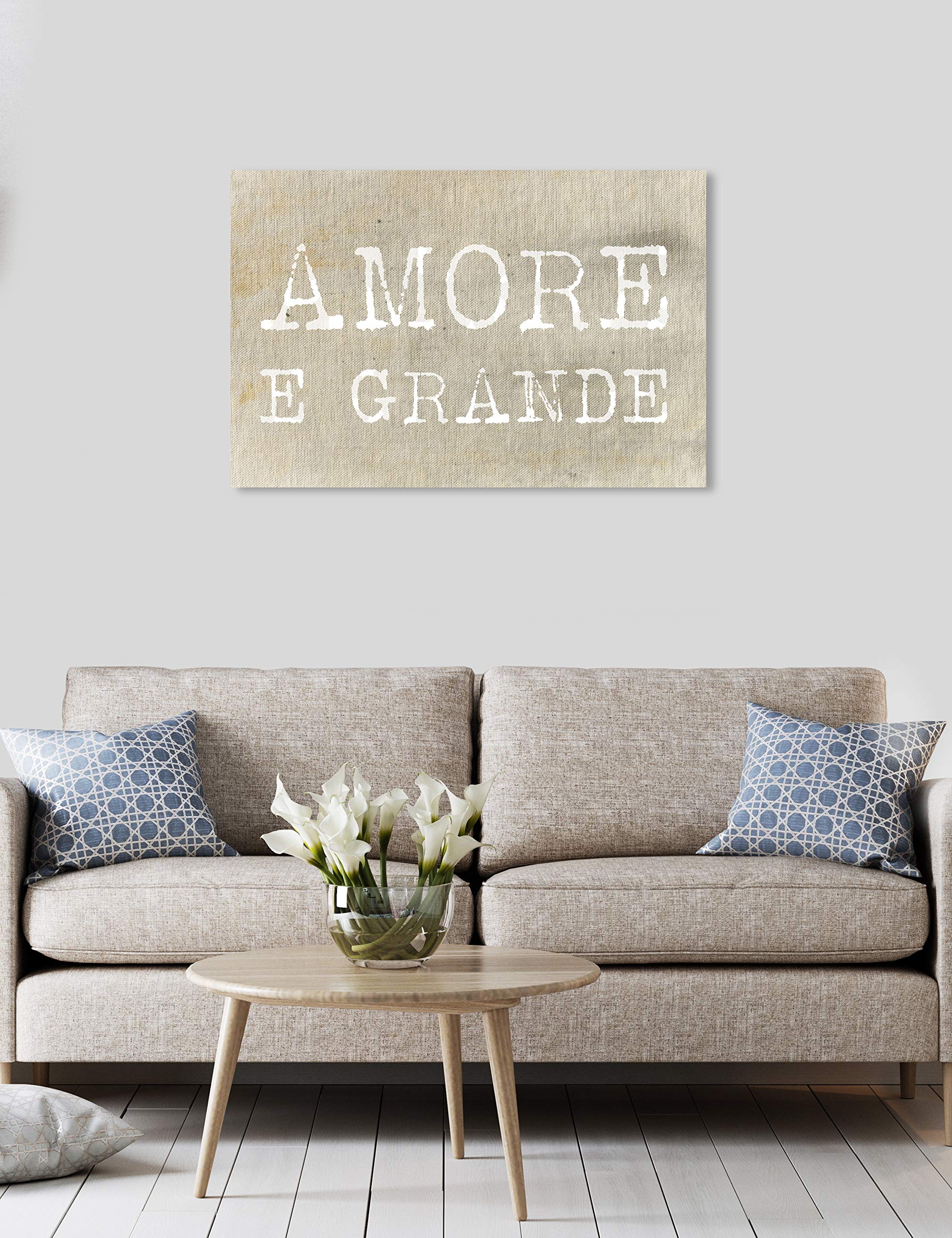 Oliver Gal Artist Co. 'Love Is' Typography Wall Art Canvas Print - 15x10 Inches, Brown & White - Perfect for Living Room, Bedroom & Office Décor