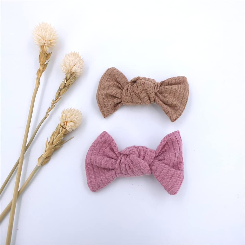 Mommy and Me Headband Set - Matching Turban Headbands for Women & Toddler Girls - Soft Scrunchies Hair Bows in Mauve & Latte - Perfect for Family Photos, Baby Showers & Mother-Daughter Outfits