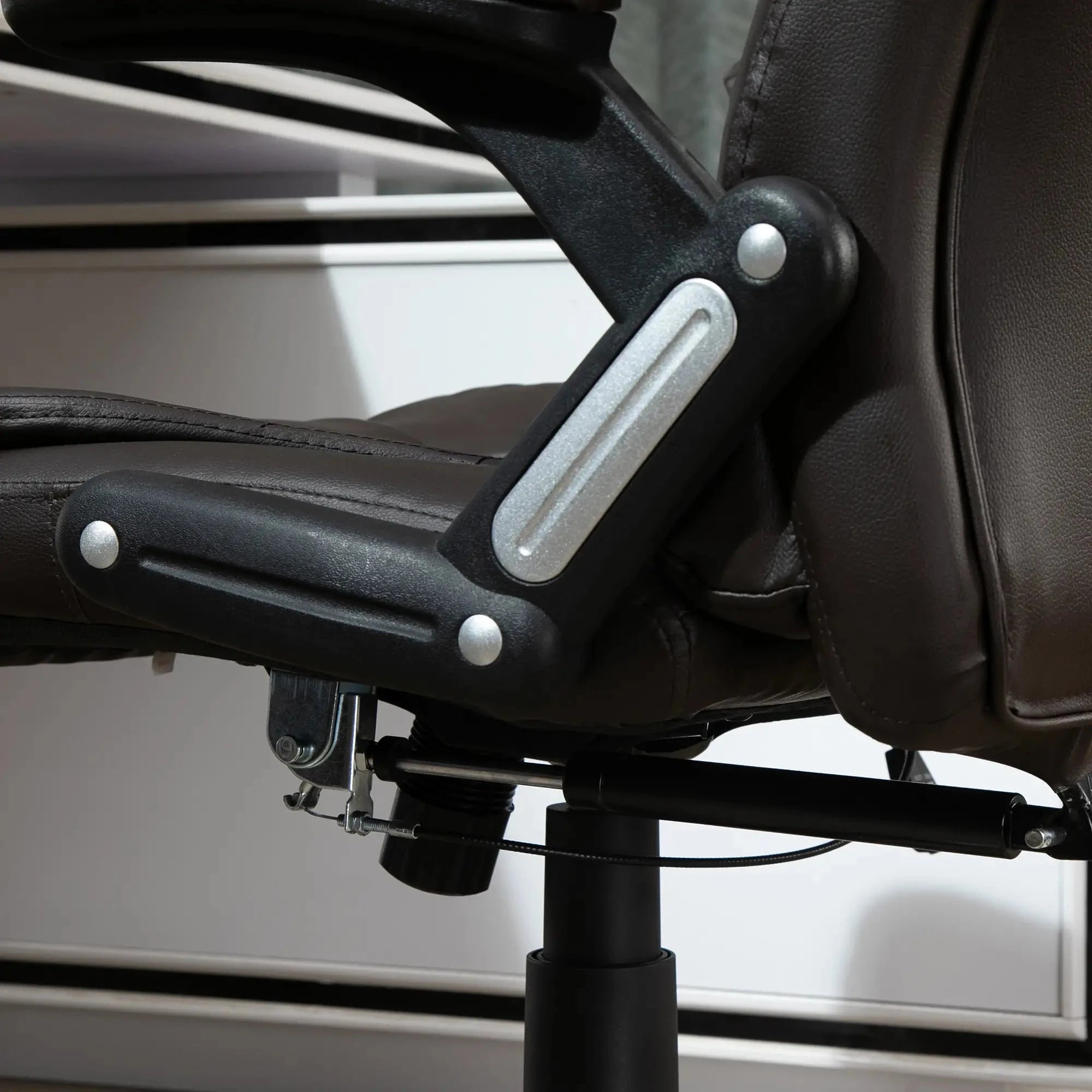 Premium High Back Faux Leather Executive Office Chair - Ergonomic Swivel Seat with Adjustable Height (Black/Gray) - Perfect for Home Office, Conference Rooms & Corporate Workspaces