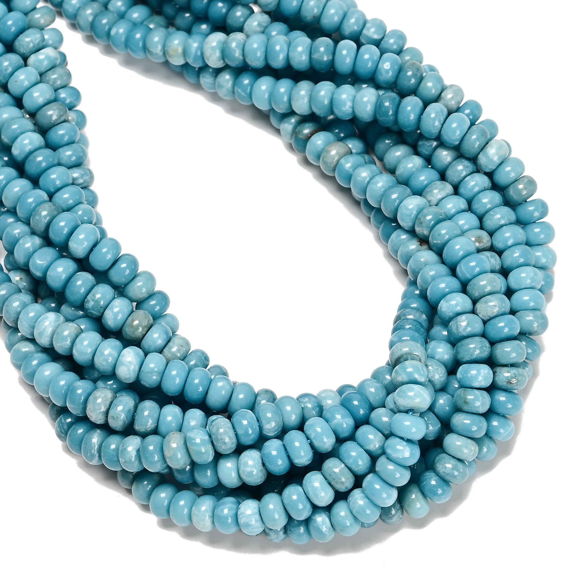 Larimar Quartz Smooth Rondelle Beads 4x6mm 5x8mm 15.5'' Strand - Natural Blue Gemstone Beads for Jewelry Making, DIY Bracelets & Necklaces - Perfect for Boho, Handmade & Healing Crystal Jewelry Designs