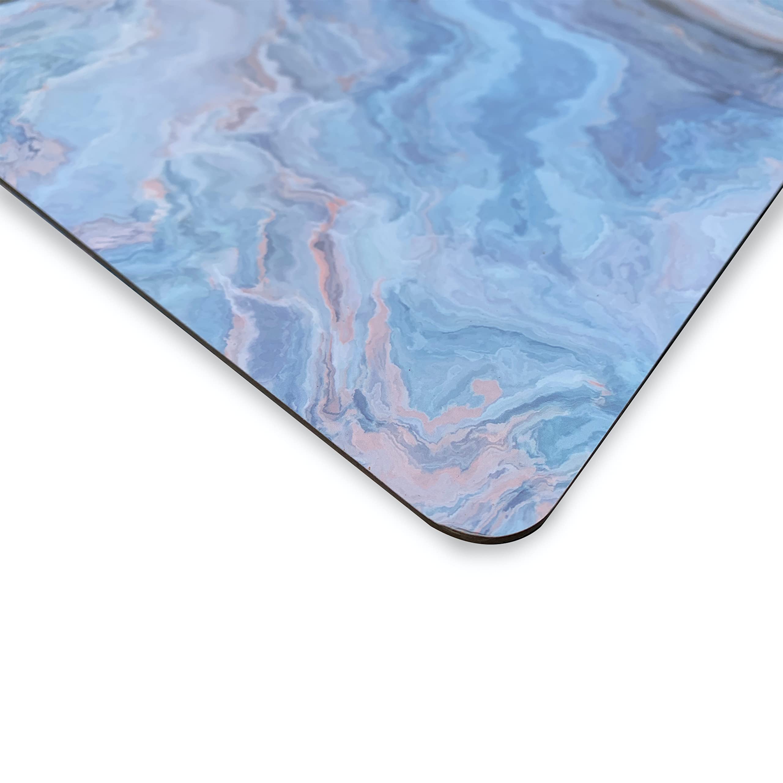 Dainty Home Marble Cork Place Mats - Set of 2 Rectangle Navy 12