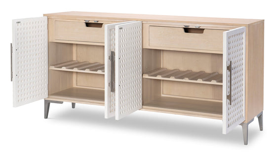 Biscayne Beige Credenza - Modern Wood Buffet Cabinet for Dining Room, Living Room & Entryway Storage | Stylish Home Furniture for Organizing Dishes, Linens & Decor