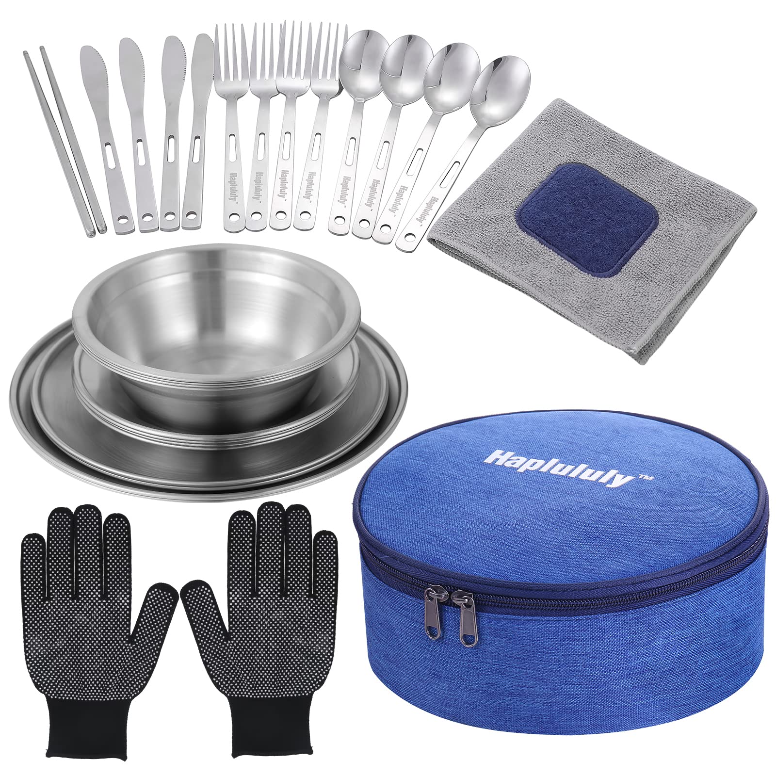 28-Piece Stainless Steel Camping Silverware Set for 4 - Perfect for Outdoor Dining & Picnics