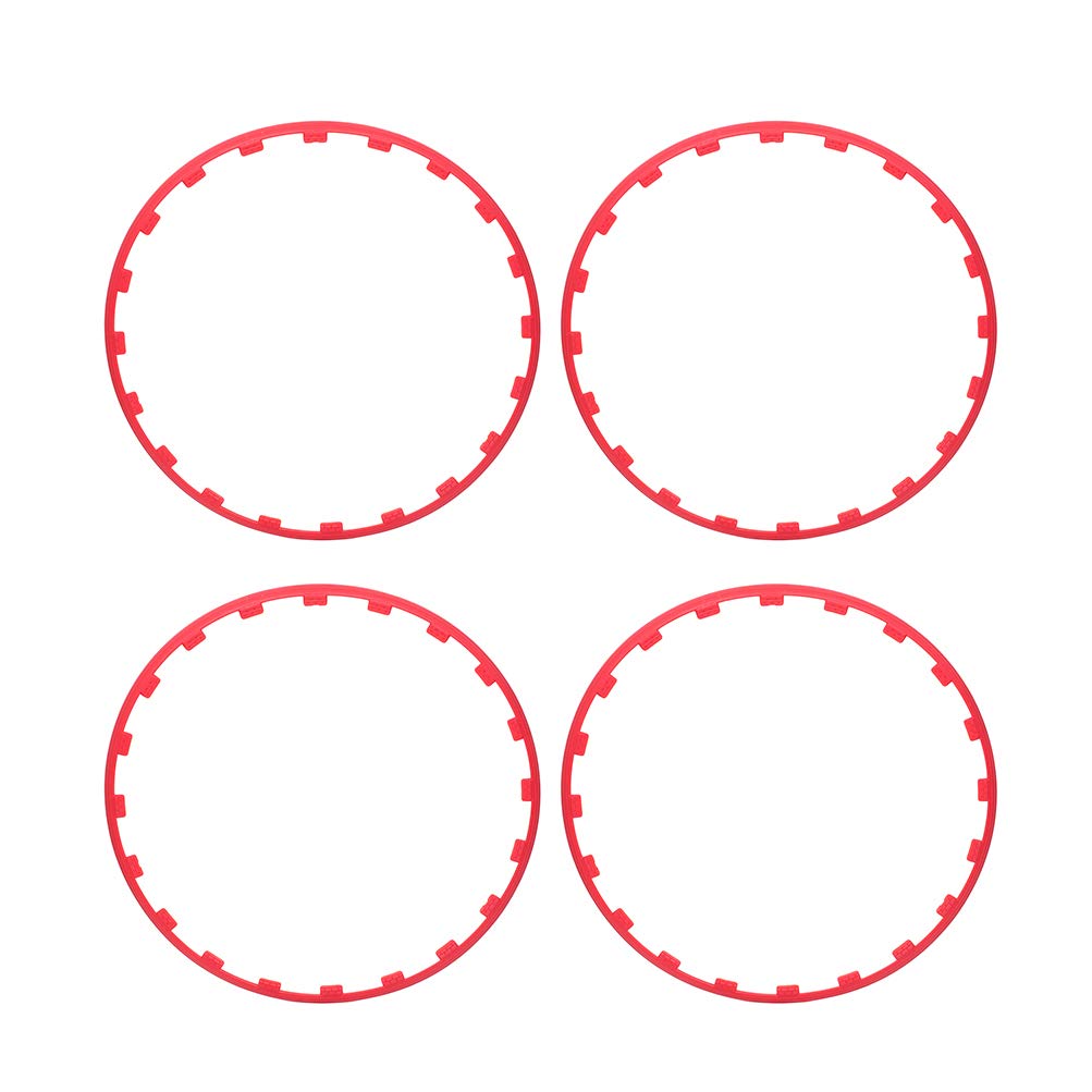 4 Pack 20 Inch Red Nylon Wheel Trim Rings - Universal Rim Protectors for BMW, Ford, Chevrolet, Audi, Toyota | Perfect for Car Detailing, Customization & Rim Protection