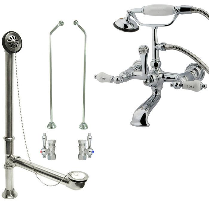 Chrome Wall Mount Clawfoot Tub Faucet with Hand Shower - CC556T1 System | Vintage Bathroom Fixture for Classic & Modern Bathrooms | Perfect for Freestanding Tubs, Spa Retreats & Luxury Bathroom Renovations