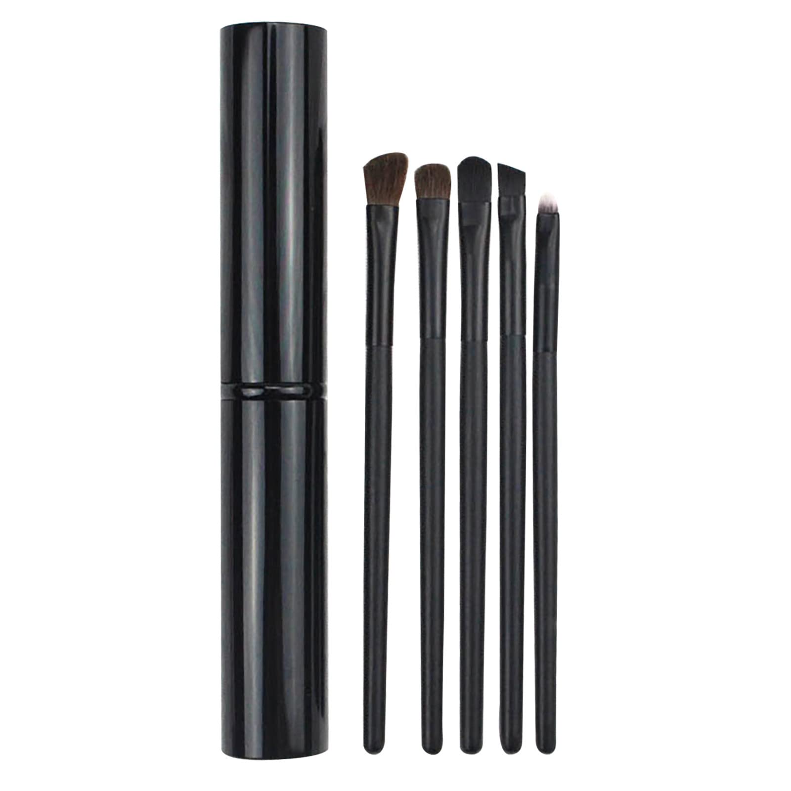 5-Piece Portable Makeup Brush Set for Eyeshadow & Natural Look - Black