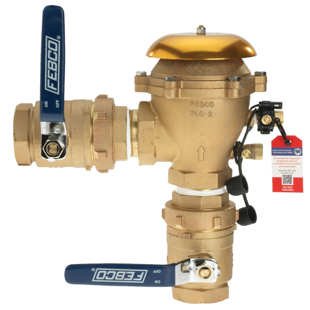 FEBCO 765EBV 1 Inch Bronze Pressure Vacuum Breaker with Ball Valves | Freeze Sensing Technology | Requires Connection Kit | Ideal for Irrigation Systems & Backflow Prevention