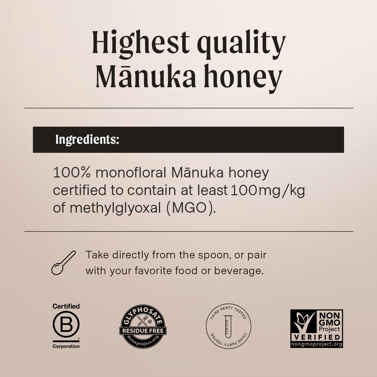 Manukora Raw Manuka Honey MGO 100+ 500g - Pure NZ Honey for Daily Wellness