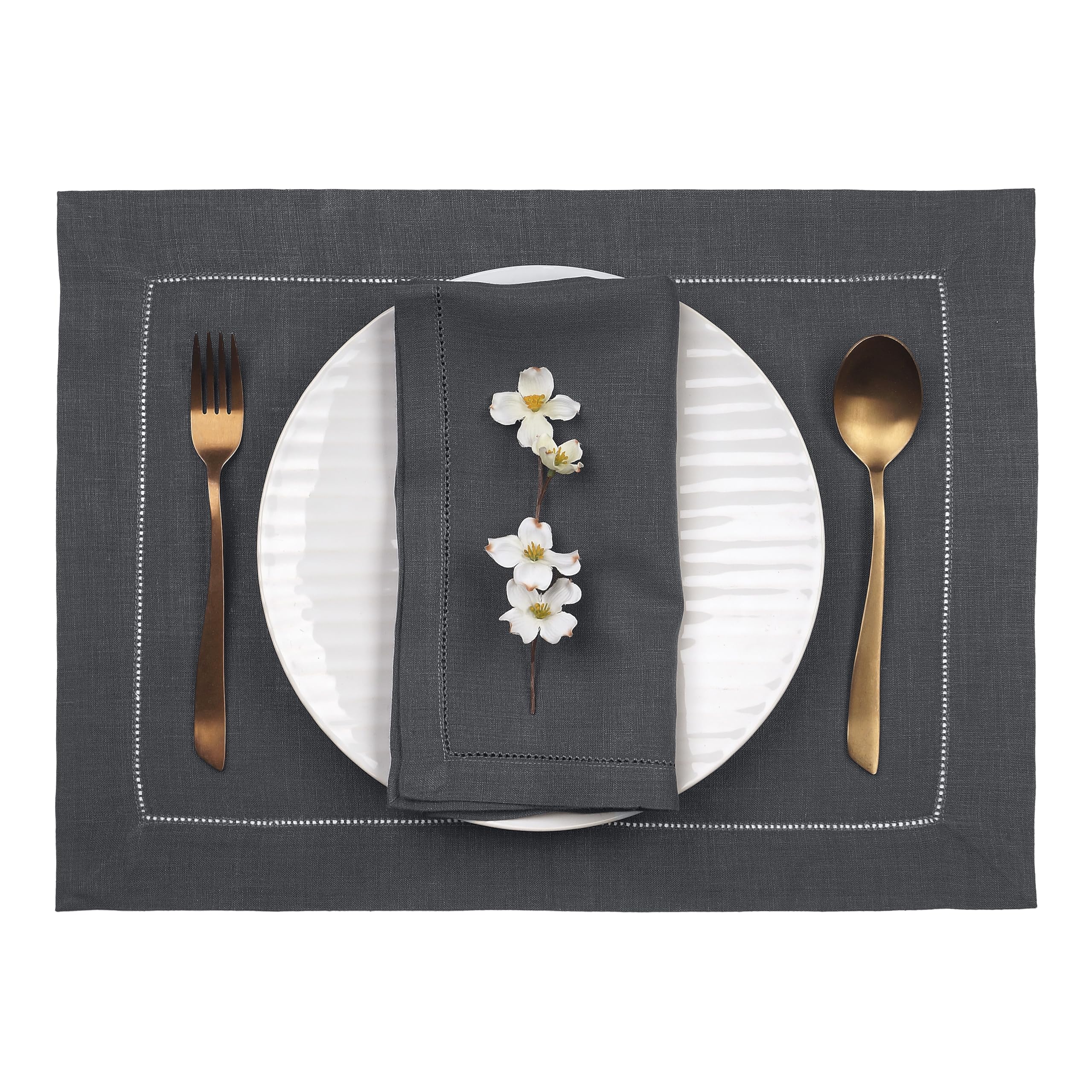 D'Moksha Homes 100% Pure Linen Placemats Set of 4 - 14