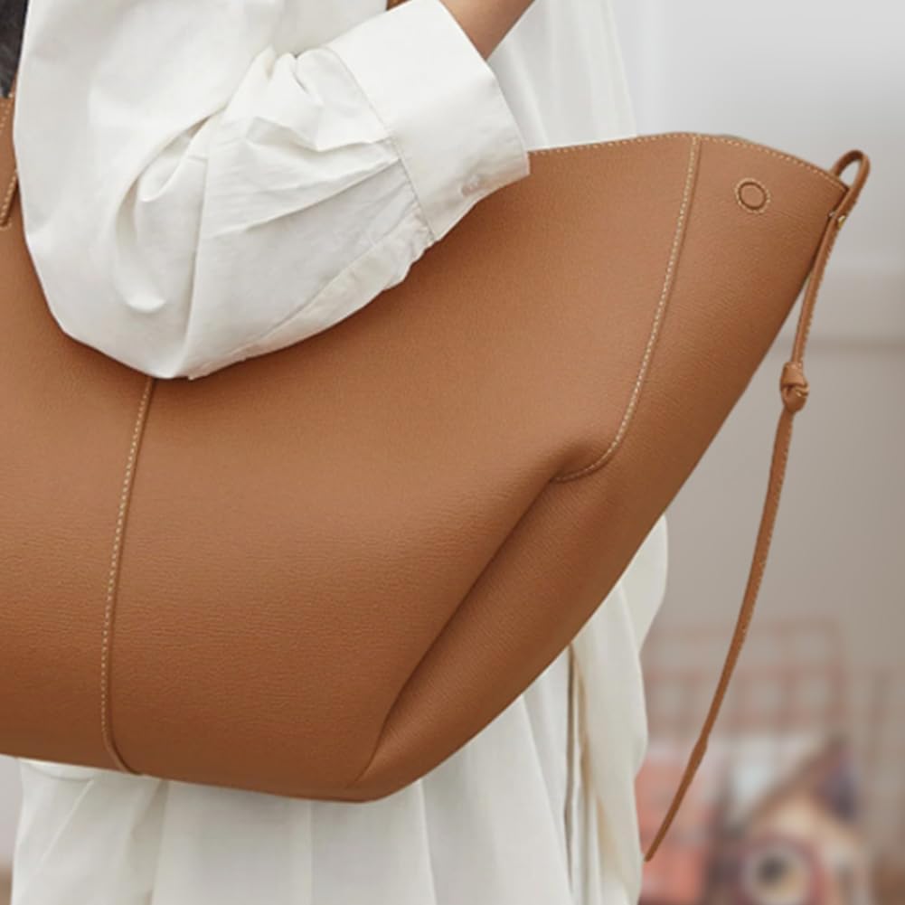 2024 Stylish Leather Tote Bags for Women - Large Work Handbag with Detachable Purse, Underarm & Dumpling Bag | Perfect for Office, Travel & Daily Use