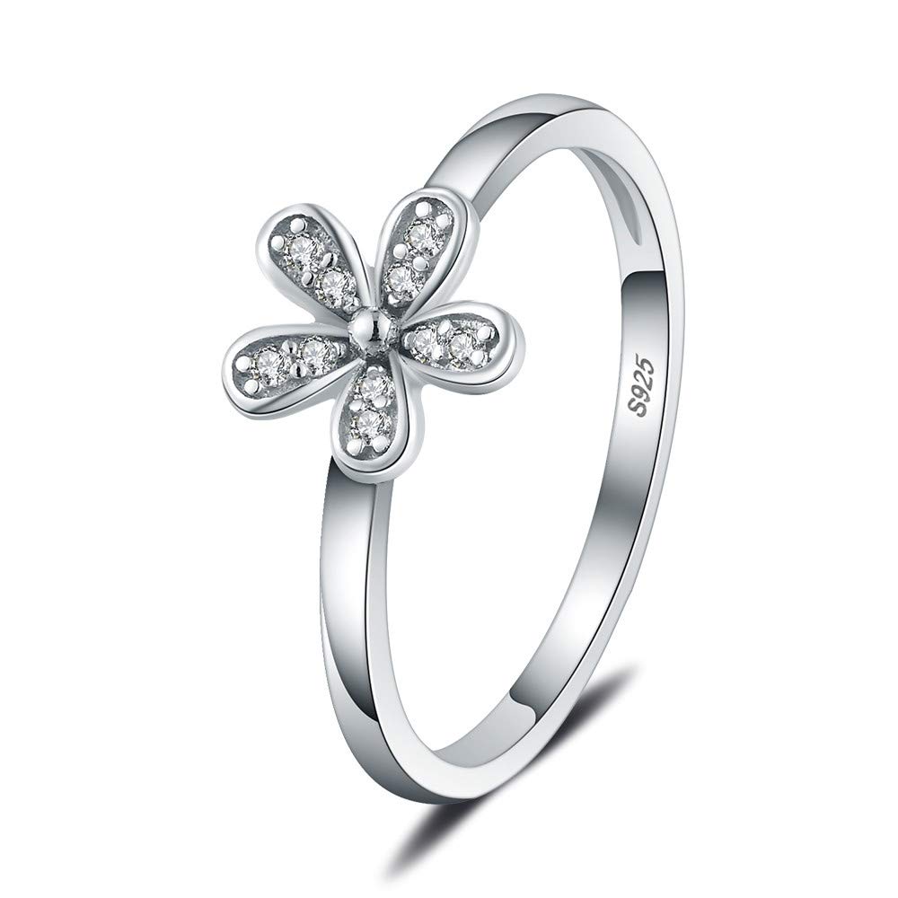 Elegant Daisy Flower Cubic Zirconia Sterling Silver Rings for Women - Perfect for Weddings, Anniversaries & Everyday Wear