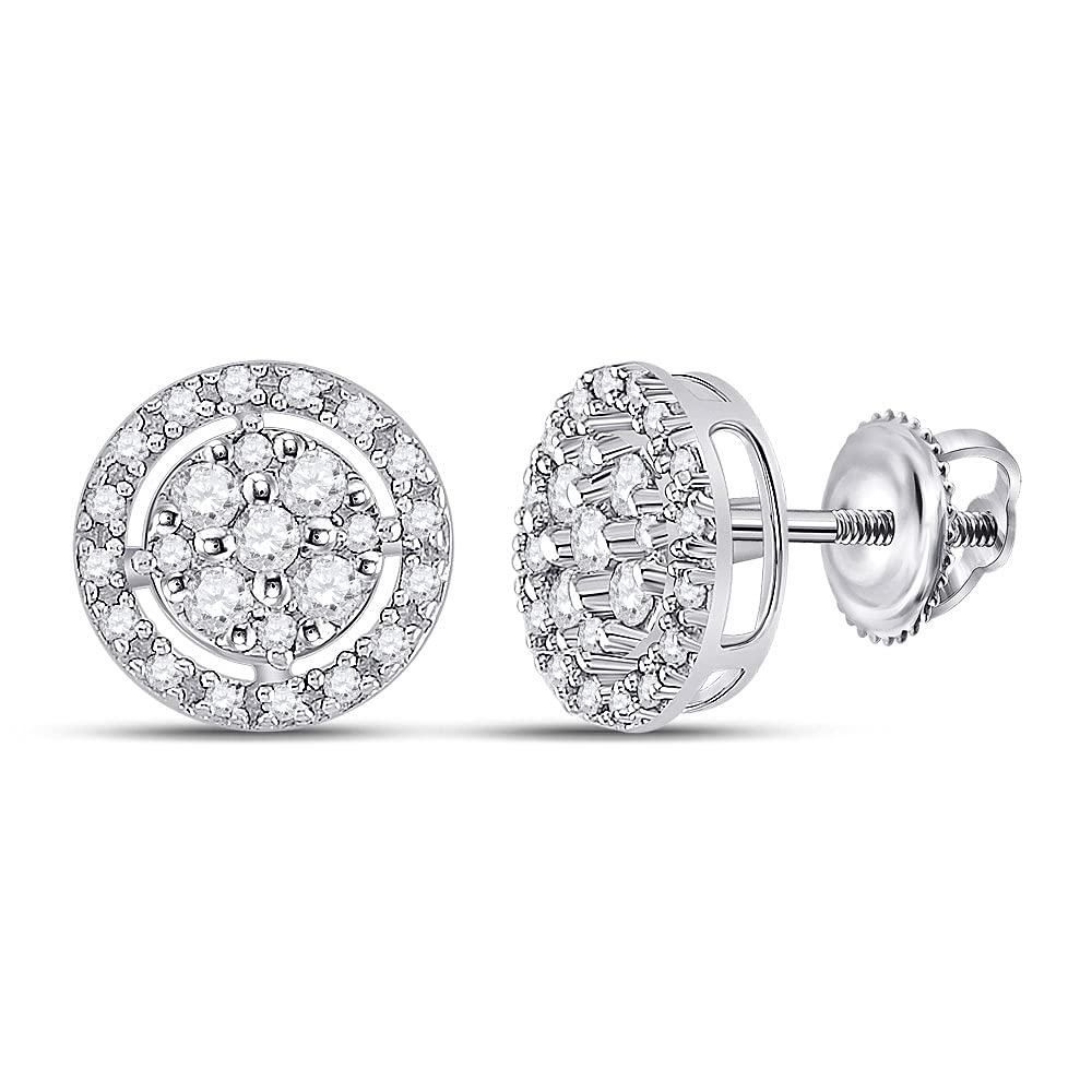 Dazzlingrock Collection 10K White Gold Women's Round Diamond Cluster Earrings .01 CTTW - Elegant Jewelry for Weddings, Parties & Special Occasions