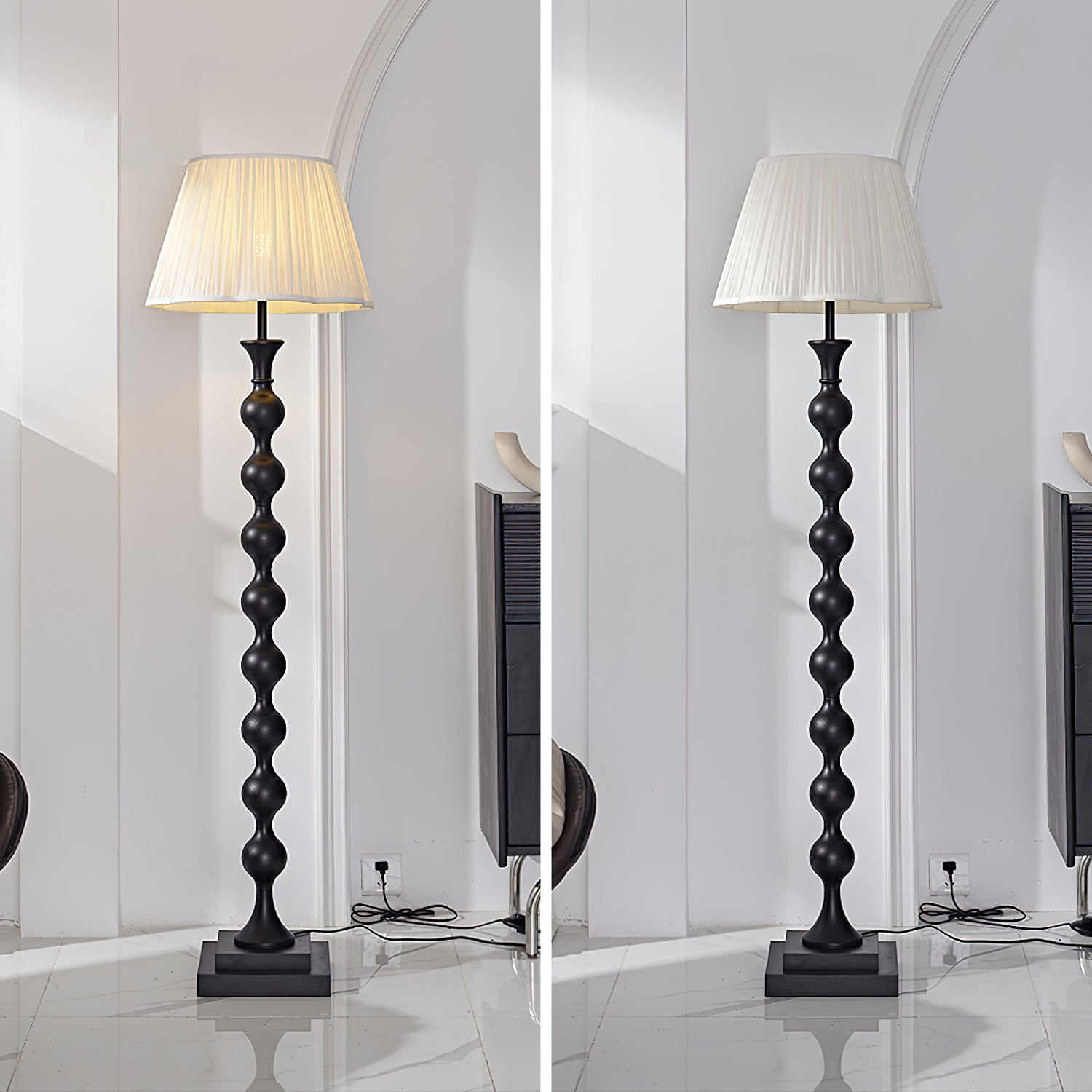 Elegant Beaded Column Floor Lamp - Modern Home Decor for Living Room, Bedroom & Office - Stylish Lighting for Relaxation & Ambiance