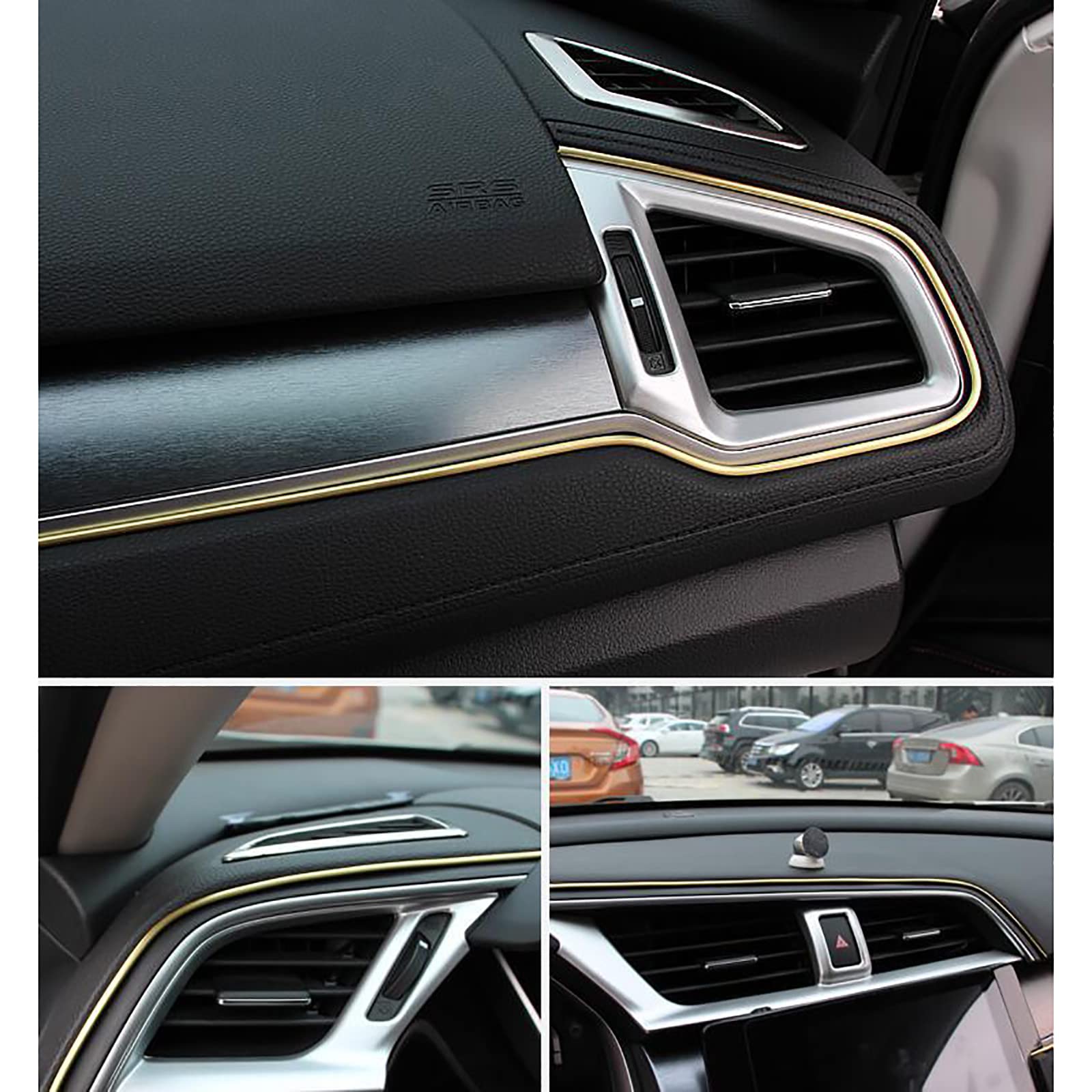 LACACA Decorative Car Interior Door Panel Trim - Self-Adhesive Seam Molding Tape (Gold, One Size) - Perfect for DIY Auto Interior Upgrades & Luxury Vehicle Customization